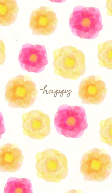 [LINE着せ替え] 水彩 花 暖色系12の画像1