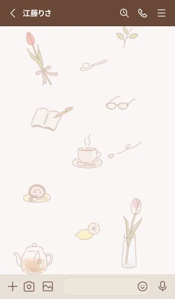 [LINE着せ替え] ティータイム✿ピンクブラウン08_1の画像2