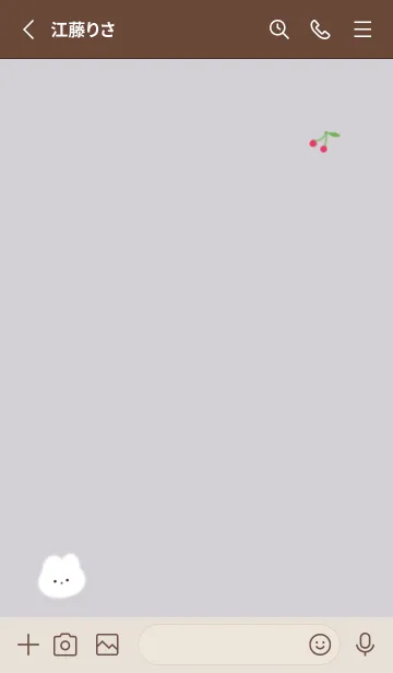 [LINE着せ替え] ふわ兎とチェリー✿グレージュ01_1の画像2