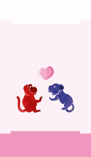 [LINE着せ替え] ekstレッド（モンキー）ラブブルー（タイガの画像1