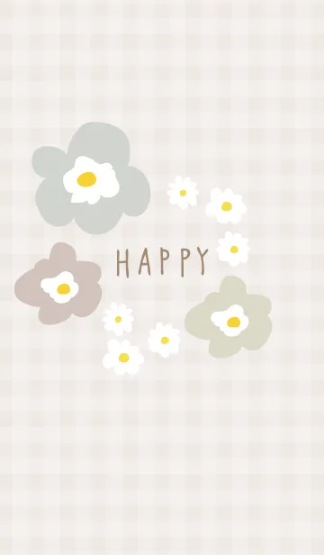 [LINE着せ替え] かわいい 北欧風 お花 チェック6の画像1