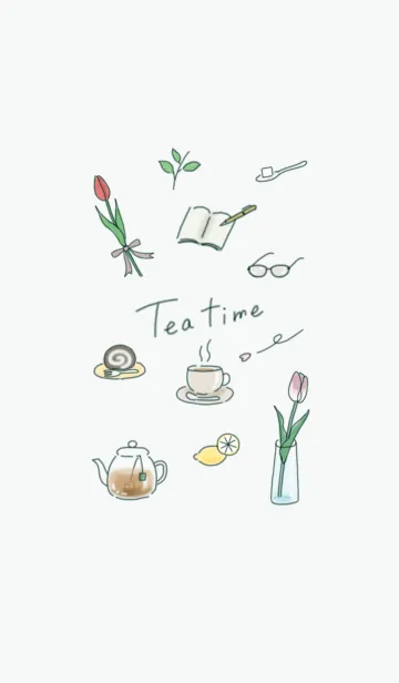 [LINE着せ替え] ティータイム✿ブルーグリーン06_1の画像1