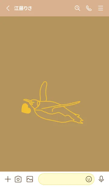 [LINE着せ替え] ペンギンとハート オイルイエローの画像2