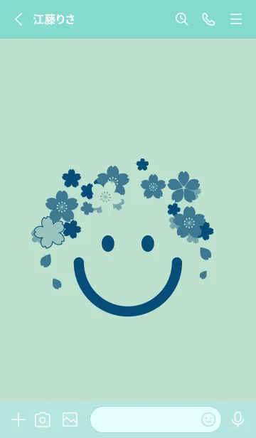 [LINE着せ替え] スマイル＆桜 オパールグリーンの画像2
