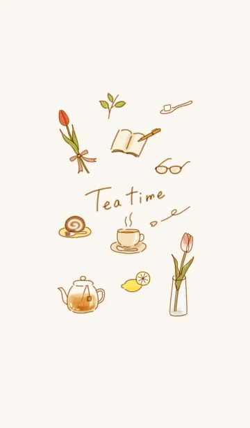 [LINE着せ替え] ティータイム✿ベージュ05_1の画像1