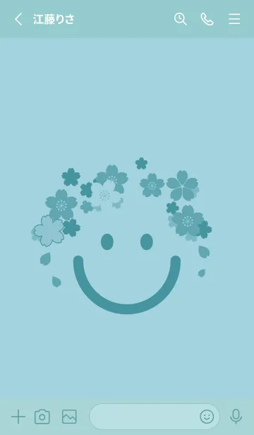 [LINE着せ替え] スマイル＆桜 スプレーグリーンの画像2