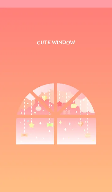 [LINE着せ替え] かわいい窓の着せかえ ピンク色の画像1