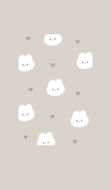 [LINE着せ替え] ふわ兎とハート♥ブラウン03_1の画像1