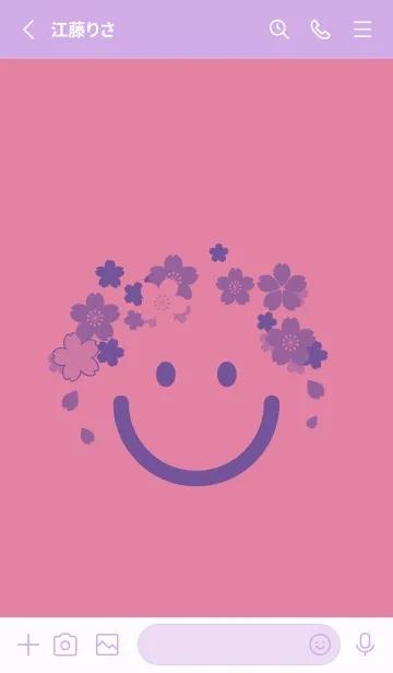 [LINE着せ替え] スマイル＆桜 ディープオーキッドピンクの画像2
