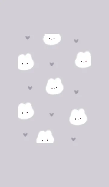 [LINE着せ替え] ふわ兎とハート♥グレージュ02_1の画像1