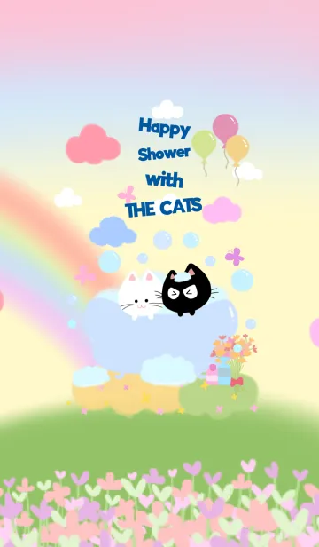 [LINE着せ替え] Happy shower with the catsの画像1