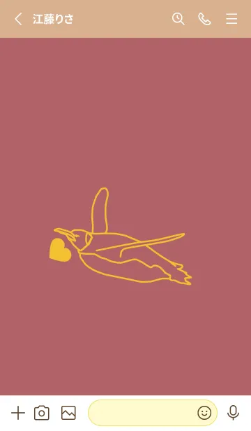 [LINE着せ替え] ペンギンとハート バーントオレンジの画像2