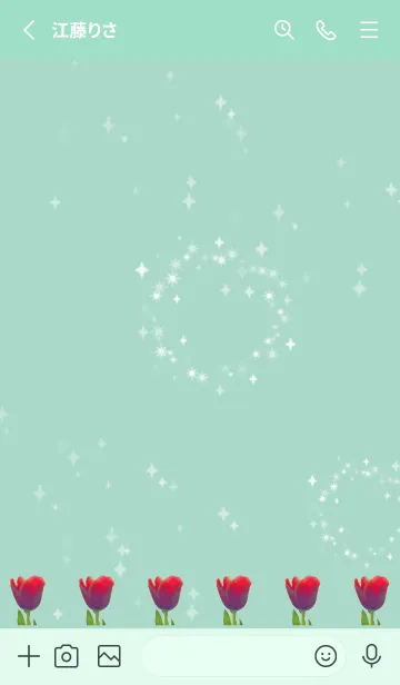 [LINE着せ替え] ミントグリーン : 恋愛運のチューリップの画像2