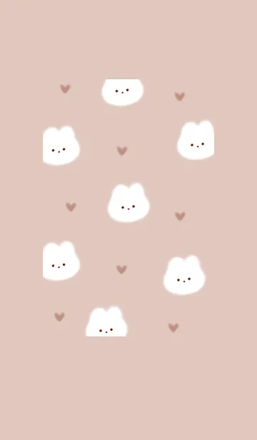 [LINE着せ替え] ふわ兎とハート♥ピンクブラウン09_1の画像1