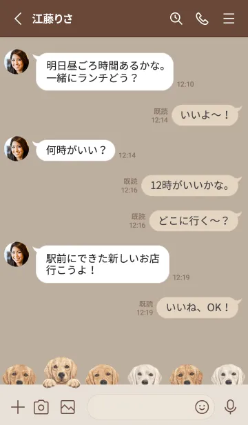 [LINE着せ替え] DOGS-ゴールデンレトリバー-ベージュグレーの画像3
