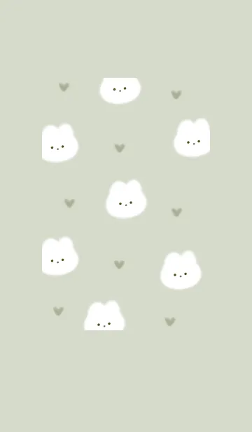 [LINE着せ替え] ふわ兎とハート♥グリーン07_1の画像1