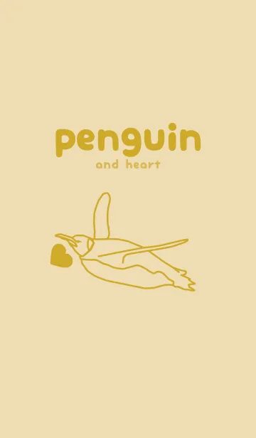 [LINE着せ替え] ペンギンとハート ベージュの画像1