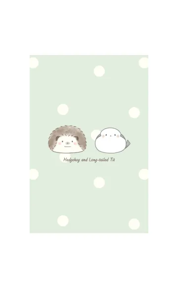 [LINE着せ替え] ハリネズミとシマエナガ -グリーン- ドットの画像1