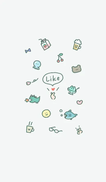 [LINE着せ替え] 指ハート2♥ブルーグリーン05_1の画像1