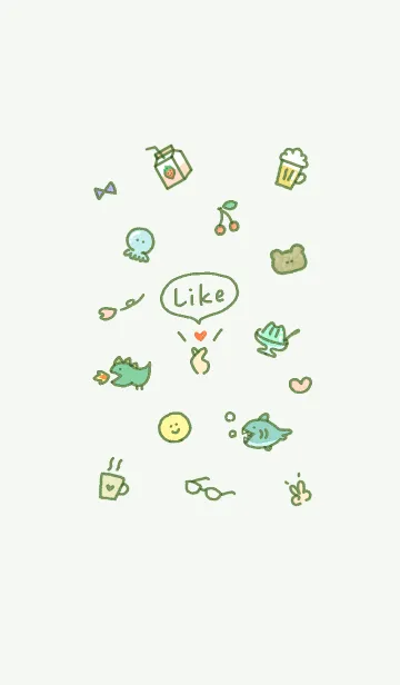 [LINE着せ替え] 指ハート2♥ピスタチオグリーン06_1の画像1