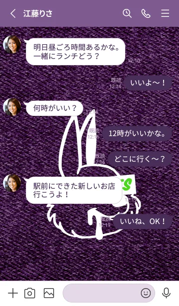 [LINE着せ替え] カラー デニム バニー 3の画像3