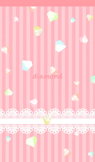 [LINE着せ替え] ストライプとダイヤモンド ピンクの画像1