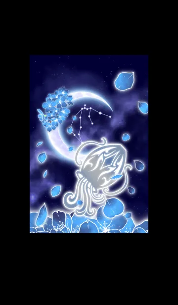 [LINE着せ替え] 青桜と三日月 水瓶座の画像1