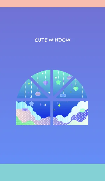 [LINE着せ替え] window at night on pink & sky blue JPの画像1