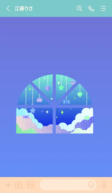 [LINE着せ替え] window at night on pink & sky blue JPの画像2
