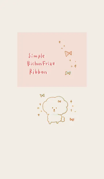 [LINE着せ替え] シンプル ビションフリーゼ リボンの画像1