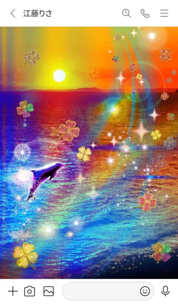 [LINE着せ替え] 運気を引き寄せるサンセットとイルカの画像2