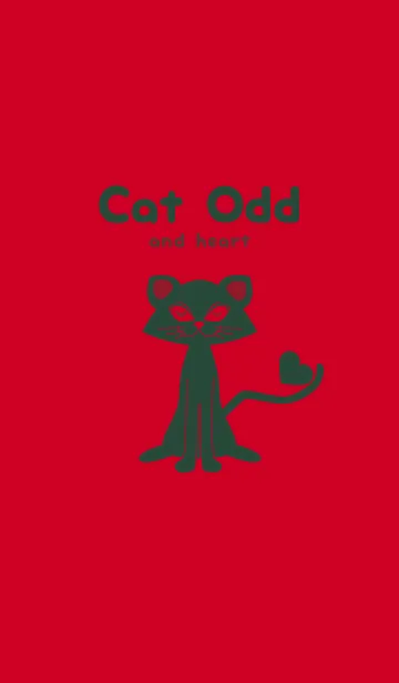 [LINE着せ替え] 猫のオッドとハート チェリーレッドの画像1