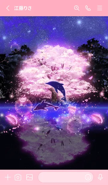 [LINE着せ替え] 願いが叶う✨桜とイルカの画像2