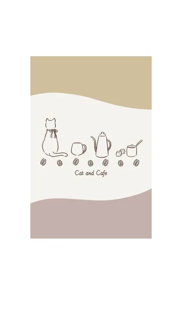 [LINE着せ替え] 猫とカフェ -ベージュピンク-の画像1