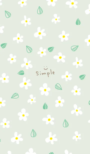 [LINE着せ替え] かわいい白い花と葉っぱ7の画像1