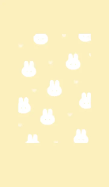[LINE着せ替え] ウサギとハート♥creamyellow10_1の画像1
