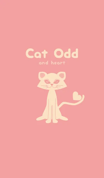 [LINE着せ替え] 猫のオッドとハート 紅梅色の画像1