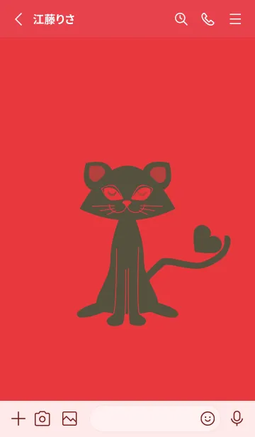 [LINE着せ替え] 猫のオッドとハート シグナルレッドの画像2