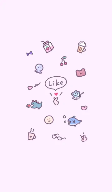 [LINE着せ替え] 指ハート2♥ピンクパープル11_1の画像1