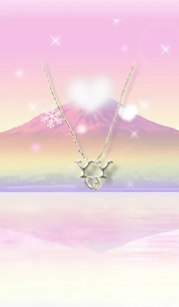 [LINE着せ替え] イニシャル27 Y&Y （ハートの雲と富士山）の画像1