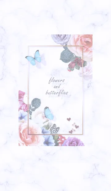 [LINE着せ替え] 花と舞う蝶♥パープル15_1の画像1