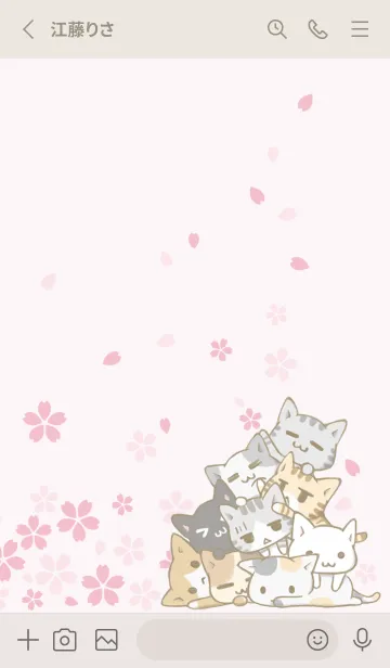 [LINE着せ替え] 桜 くつろぎ猫まみれ 2の画像2