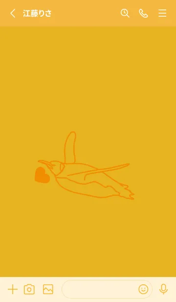 [LINE着せ替え] ペンギンとハート ゴールドの画像2