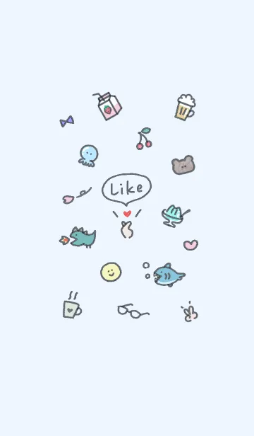 [LINE着せ替え] 指ハート2♥ブルー15_1の画像1