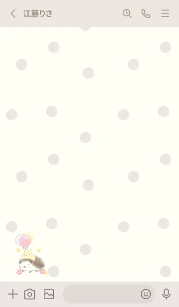 [LINE着せ替え] ハリネズミとイースター -ベージュ- ドットの画像2