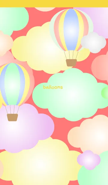 [LINE着せ替え] 気球と雲のかわいい着せかえ 黄色の画像1