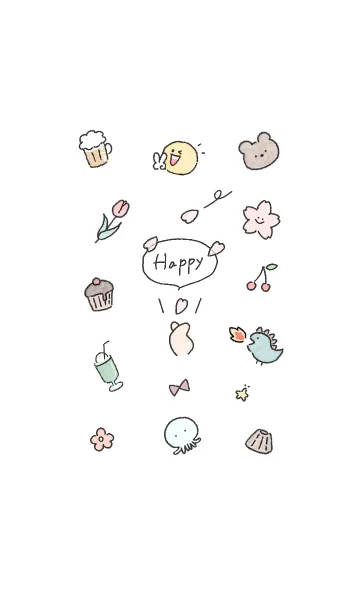 [LINE着せ替え] 「Happy」春✿White01_1の画像1