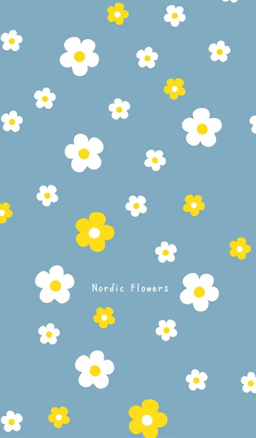 [LINE着せ替え] スモーキーブルー❤️北欧風の花柄の画像1