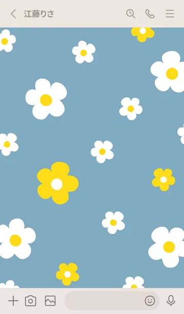 [LINE着せ替え] スモーキーブルー❤️北欧風の花柄の画像2
