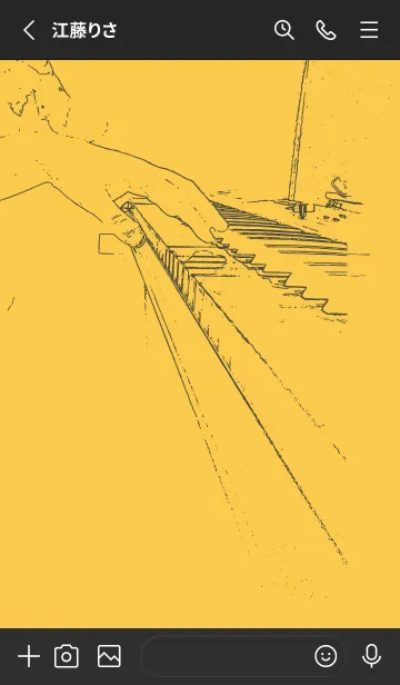 [LINE着せ替え] ピアノ演奏  支子色の画像2